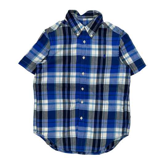 Age 10-12 Ralph Lauren Checked Short Sleeve Shirt - Medium Blue Cotton