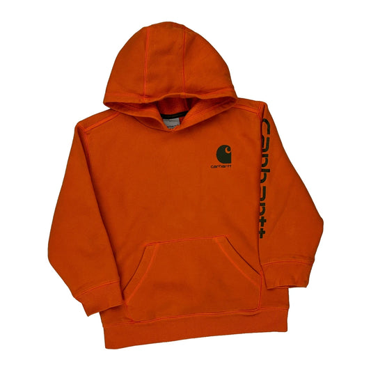 Age 8-10 Carhartt Spellout Hoodie - Small Orange Cotton