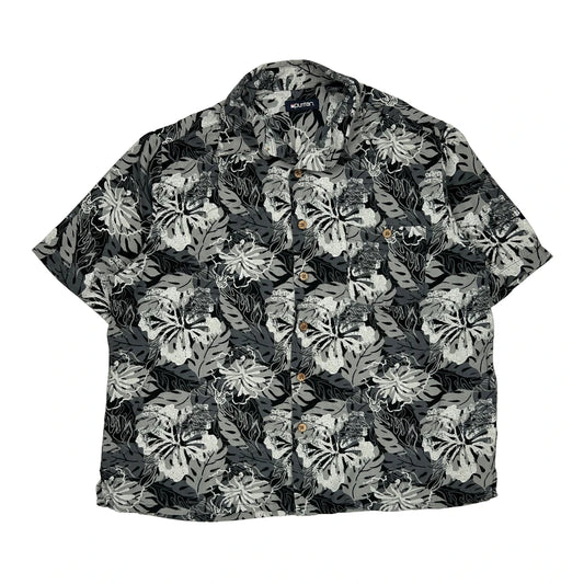 Puritan Hawaiian Shirt - Large Black & White Viscose
