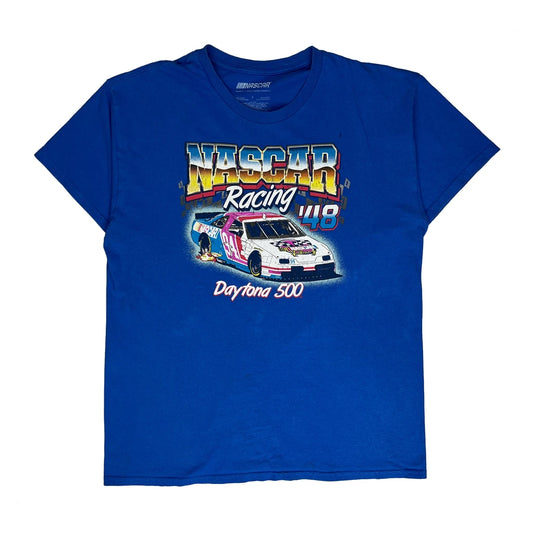 Daytona 500 Nascar Graphic T-Shirt - Large Blue Cotton