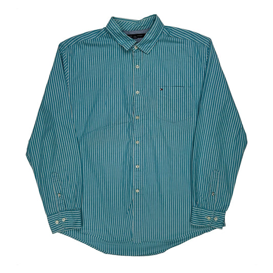 Vintage Tommy Hilfiger Striped Shirt - XL Blue Cotton