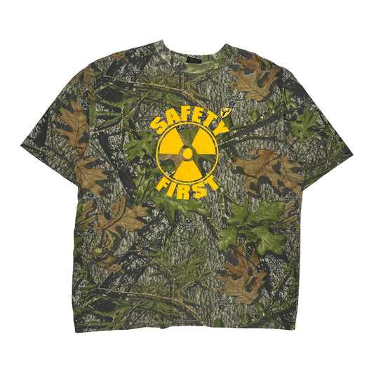 Vintage Safety First Scent Blocker T-Shirt - Large Camo Cotton Blend