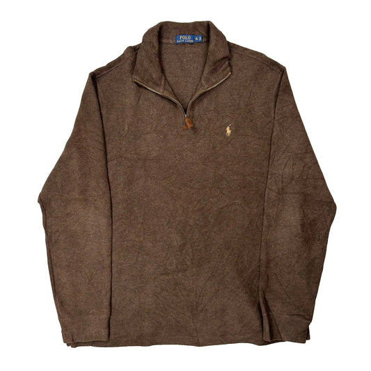 Vintage Polo By Ralph Lauren 1/4 Zip - XL Brown Wool Blend