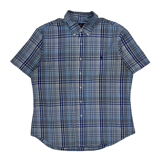 Ralph Lauren Checked Short Sleeve Shirt - 2XL Blue Cotton