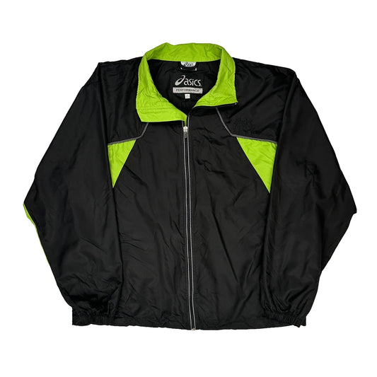 Vintage Asics Windbreaker - Large Black Polyester