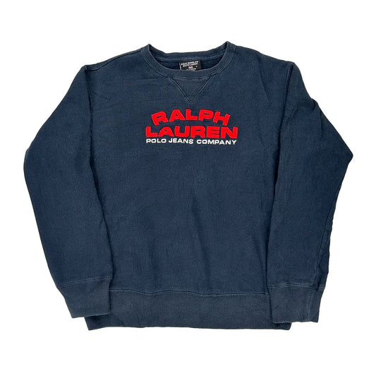 Polo Jeans Company Ralph Lauren Spellout Sweatshirt - Small Blue Cotton Blend