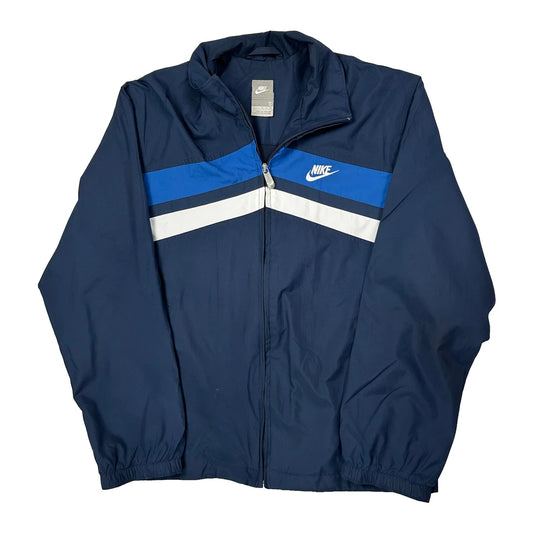 Nike Striped Windbreaker - Small Navy Polyester