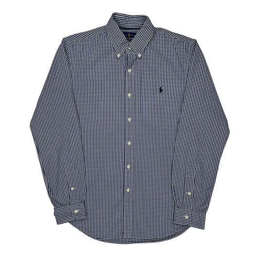 Slim Fit Ralph Lauren Checked Shirt - Medium Blue Cotton