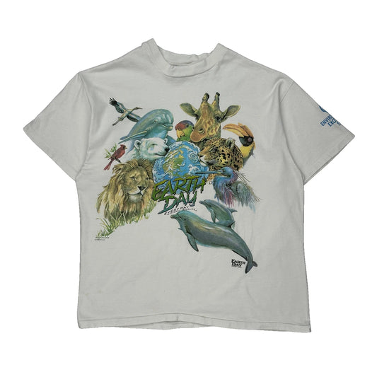 Earth Day Hanes Graphic T-Shirt - Large White Cotton