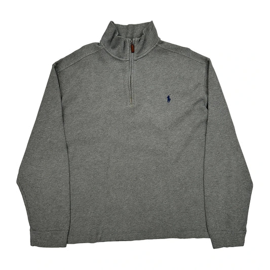 Polo By Ralph Lauren 1/4 Zip - 2XL Grey Cotton