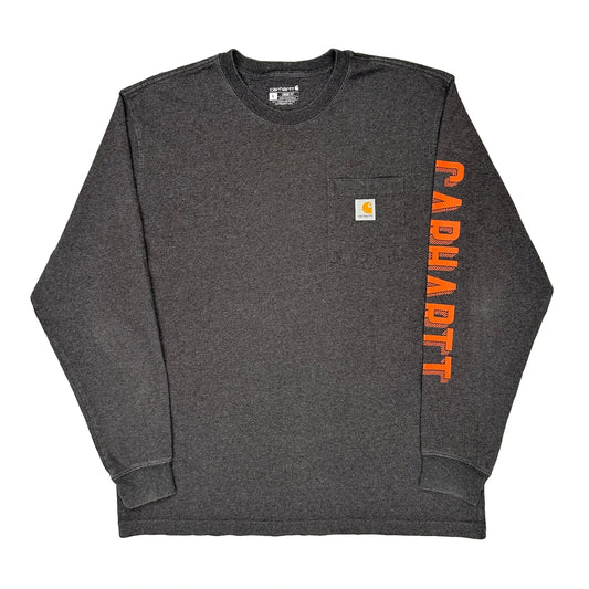 Vintage Carhartt Long Sleeve T-Shirt - Large Grey Cotton Blend