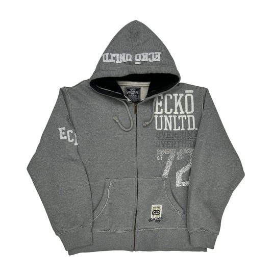 Vintage Ecko Unltd Spellout Hoodie - XL Grey Cotton