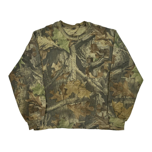 Mossy Oak Long Sleeve T-Shirt - Large Brown Cotton