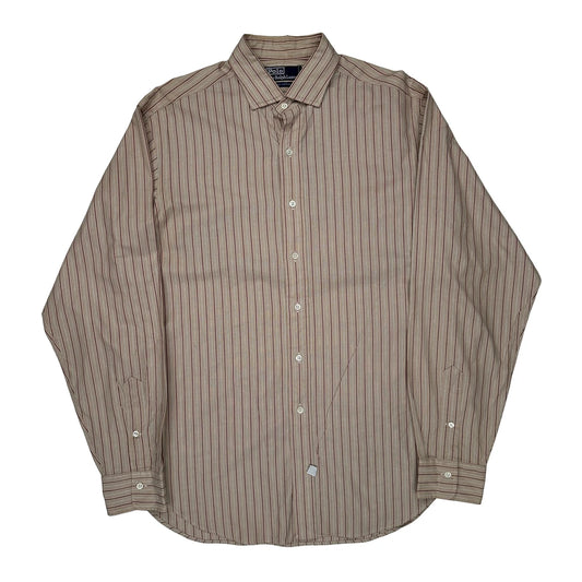 Polo By Ralph Lauren Striped Shirt - Large Beige Cotton