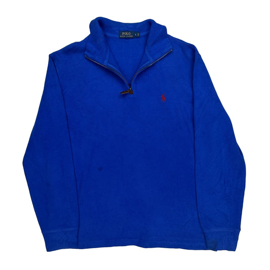 Polo By Ralph Lauren 1/4 Zip - Large Blue Cotton