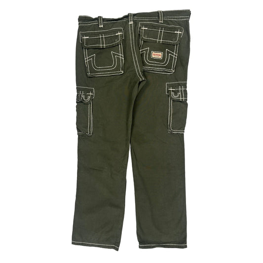True Religion Cargo Cargo Trousers - 38W 30L Green Cotton