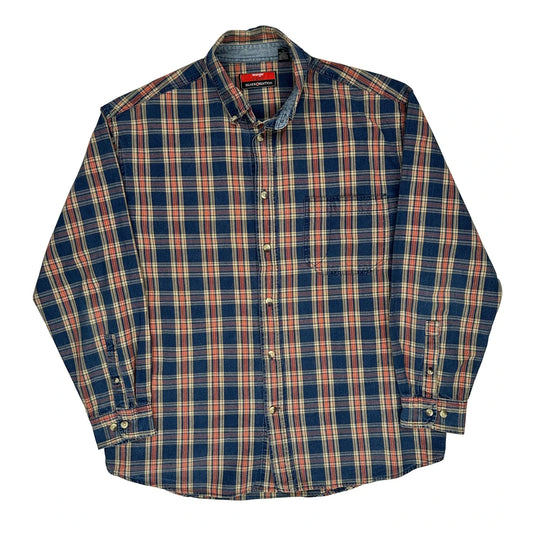 Wrangler Checked Flannel Shirt - Large Beige Cotton