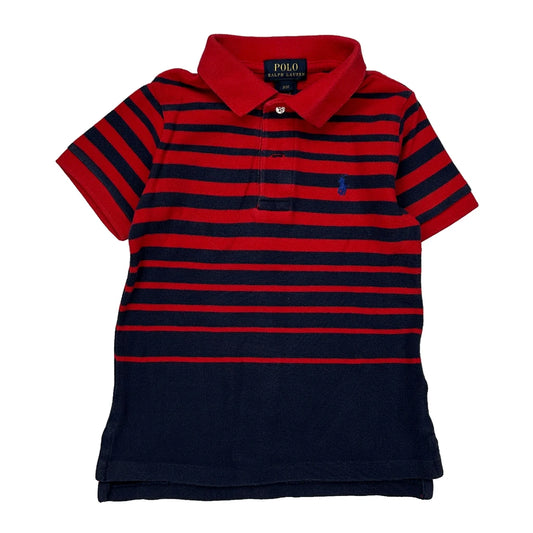 Age 3 Polo By Ralph Lauren Striped Polo Shirt - 2XS Red Cotton
