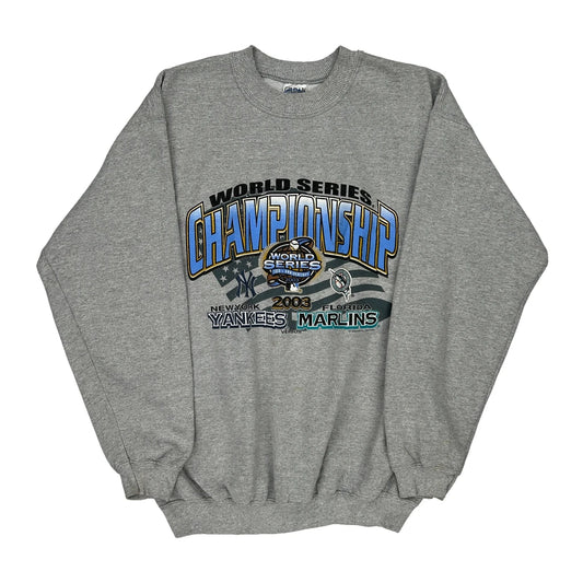 World Series Championship 2003 Yankees Marlins Gildan Mlb Sweatshirt - Medium Grey Cotton Blend