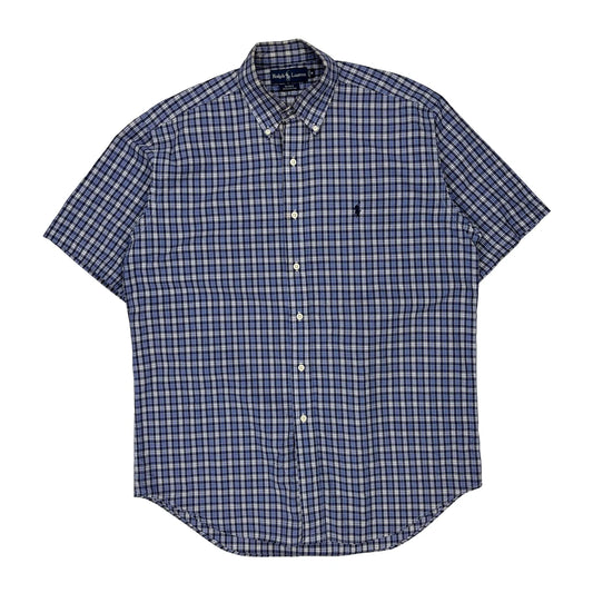 Blake Ralph Lauren Checked Short Sleeve Shirt - Medium Blue Cotton