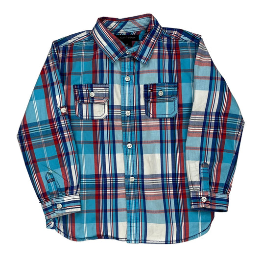 Age 4 Tommy Hilfiger Checked Shirt - 2XS Blue Cotton