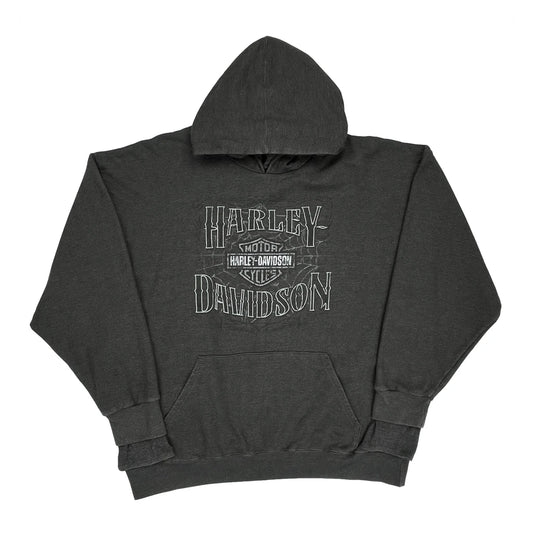 Grand Junction Harley Davidson Graphic Hoodie - 2XL Grey Cotton Blend
