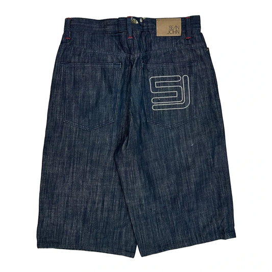 Sean John Baggy Denim Shorts - 32W 13L Blue Cotton