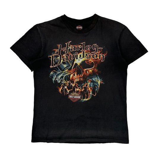 Harley Davidson Graphic T-Shirt - Large Black Cotton