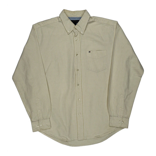 Tommy Hilfiger Striped Shirt - Medium Yellow Cotton