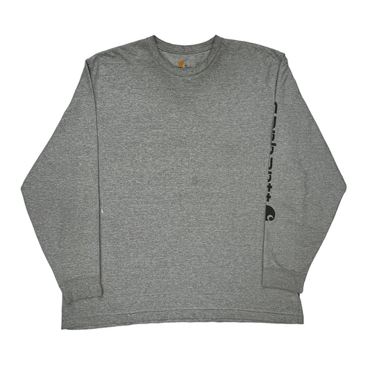Carhartt Spellout Long Sleeve T-Shirt - 2XL Grey Cotton