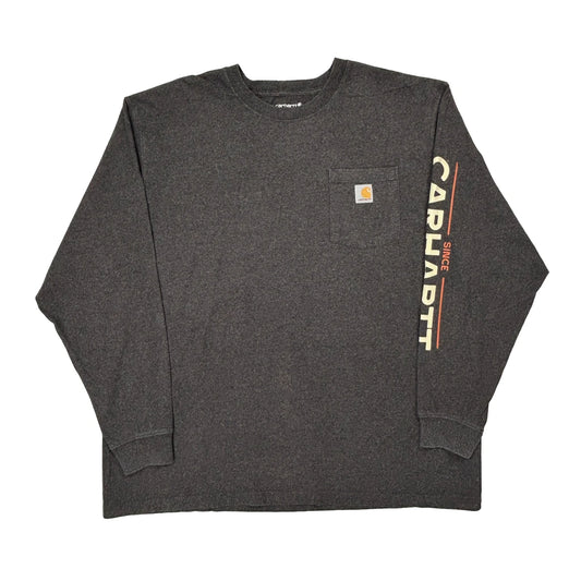 Built To Serve And Protect All Hardworking People Carhartt Graphic Long Sleeve T-Shirt - 2XL Grey Cotton