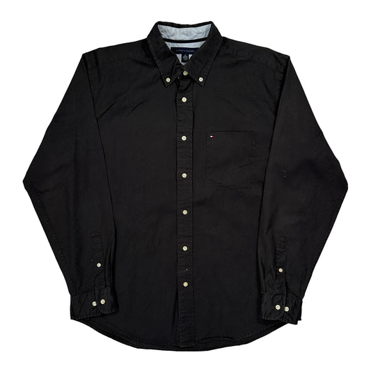 Vintage Tommy Hilfiger Shirt - Medium Black Cotton