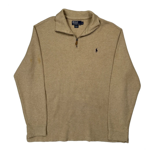 Polo By Ralph Lauren 1/4 Zip - XL Beige Cotton