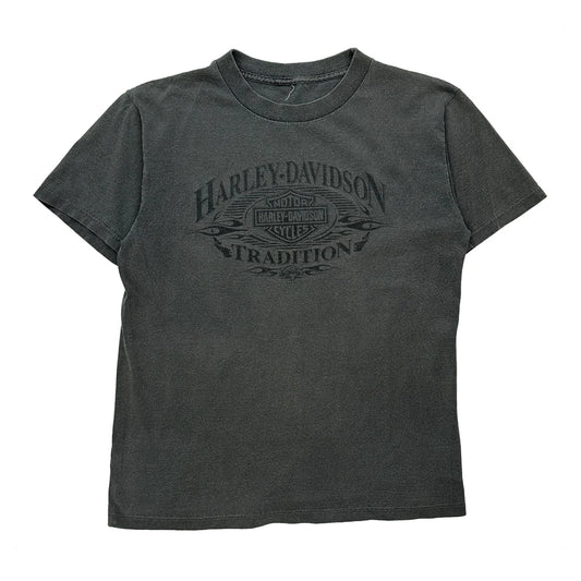 Motorcycle Harley Davidson Graphic T-Shirt - Medium Grey Cotton