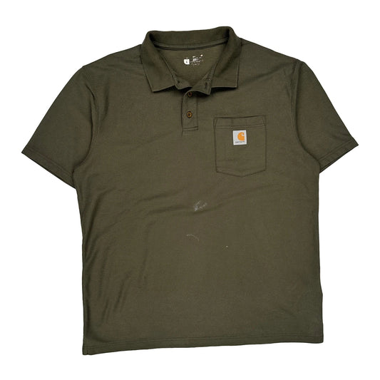 Carhartt Polo Shirt - Large Green Cotton