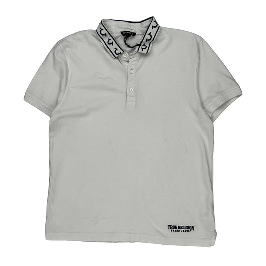 True Religion Polo Shirt - Medium White Cotton