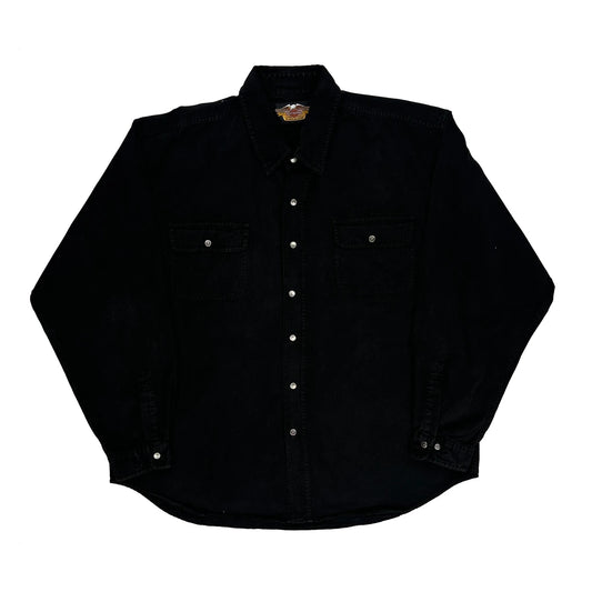 Vintage Harley Davidson Denim Shirt - XL Black Cotton