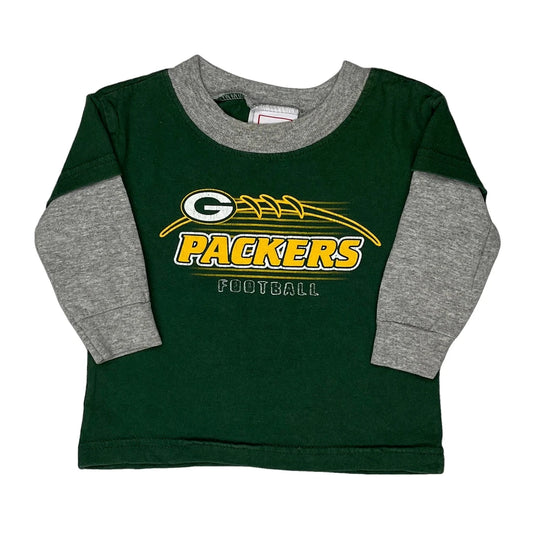 Vintage Age 6-9 Months Green Bay Packers Nfl Long Sleeve T-Shirt - 2XS Green Cotton