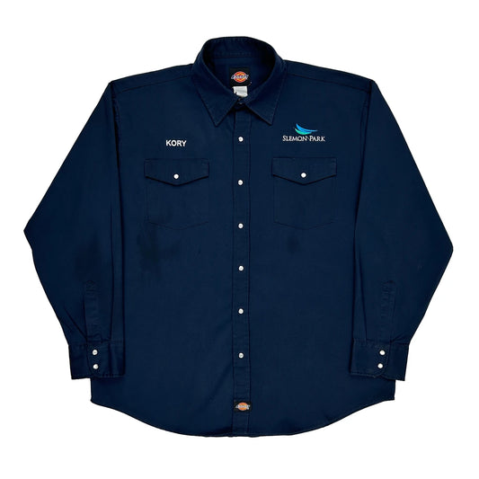 Slemon Park Dickies Shirt - XL Blue Polyester Blend