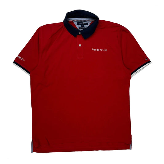 Vintage Freedom One Tommy Hilfiger Polo Shirt - Large Red Cotton