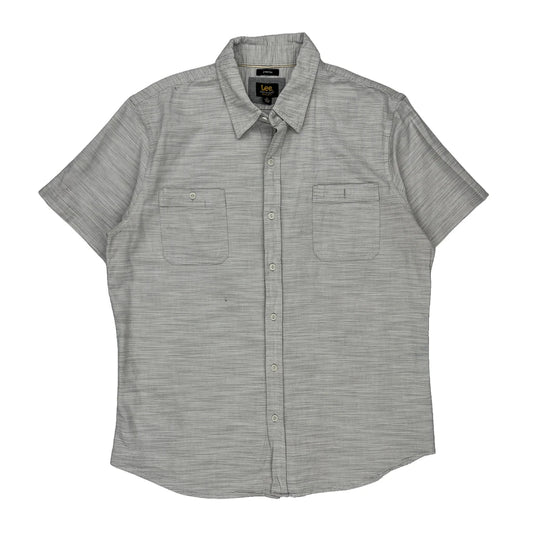Lee Striped Short Sleeve Shirt - XL Grey Cotton