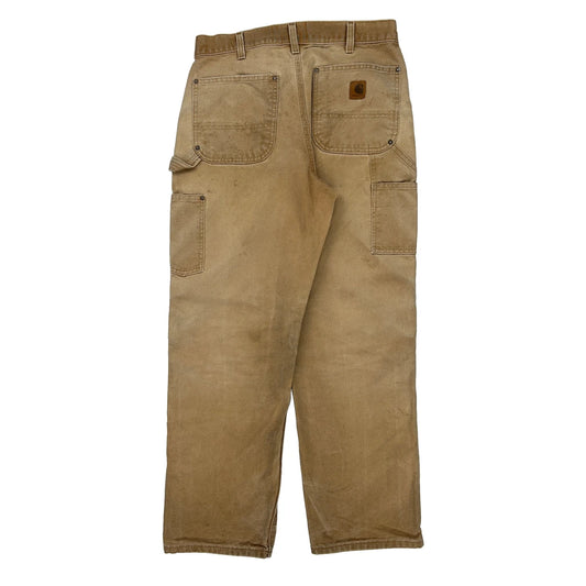 Carhartt Double Knee Carpenter Trousers - 32W 32L Beige Cotton