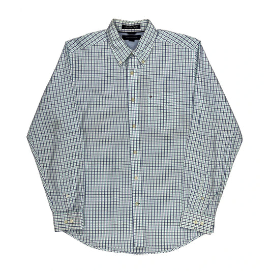 Vintage Tommy Hilfiger Checked Shirt - Medium Blue Cotton