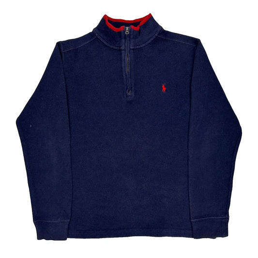 Age 12 Polo By Ralph Lauren 1/4 Zip - Large Navy Cotton