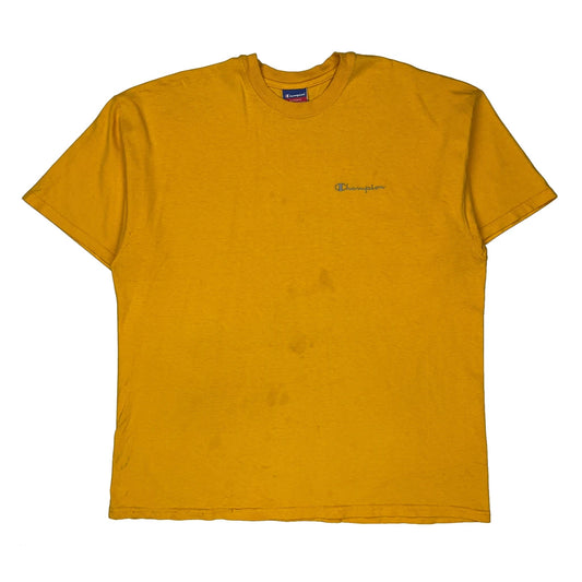 Vintage Champion T-Shirt - Large Yellow Cotton