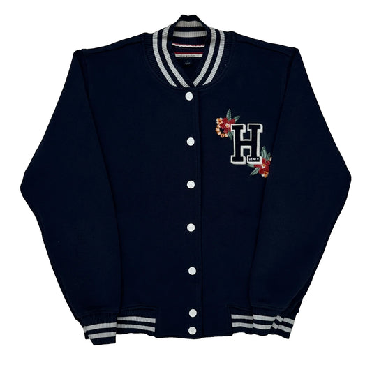 Vintage Tommy Hilfiger Varsity Jacket - Medium Navy Cotton
