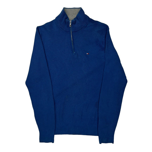 Vintage Tommy Hilfiger 1/4 Zip - Small Blue Cotton