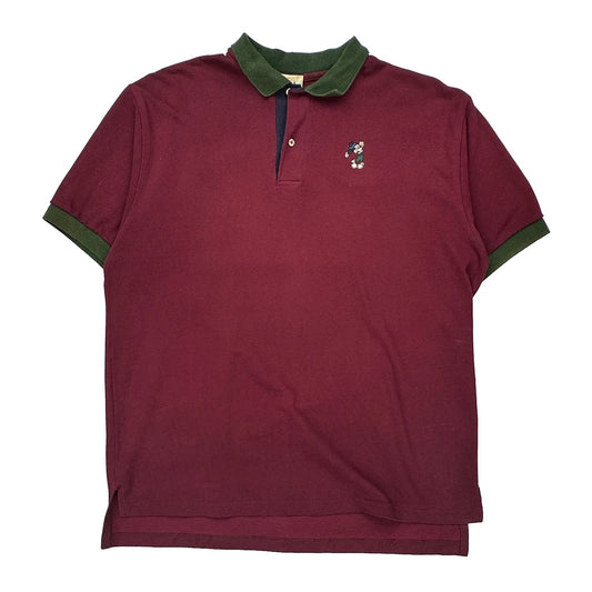 Walt Disney World Disney Cartoon Polo Shirt - XL Burgundy Cotton
