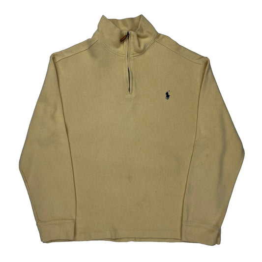 Polo By Ralph Lauren 1/4 Zip - Large Yellow Cotton