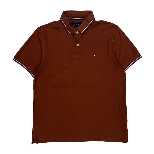 Tommy Hilfiger Polo Shirt - Large Brown Cotton